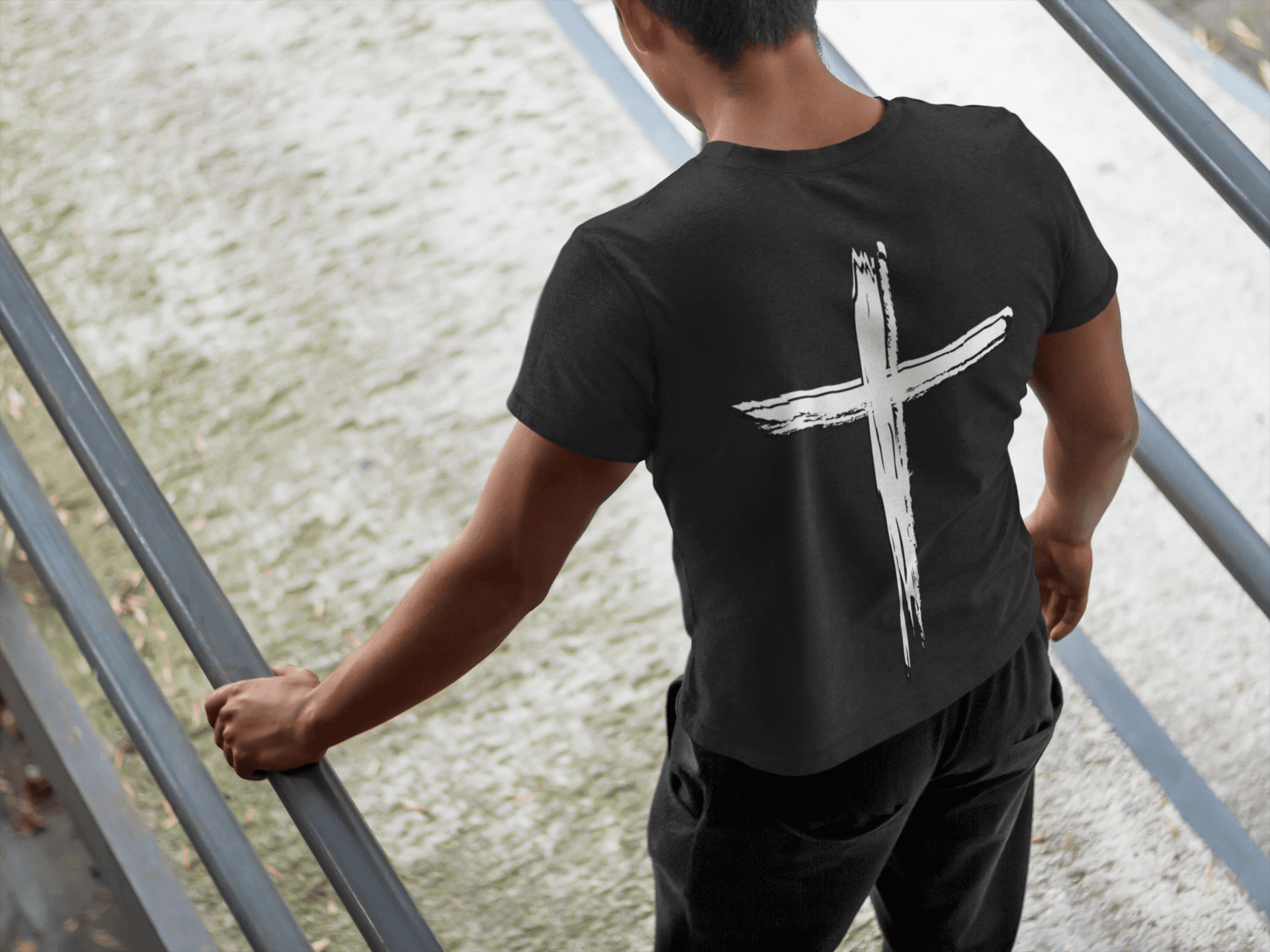 Show Your Faith at the Gym with Tough Nation's Undeniable Faith Shirt - Back View - black