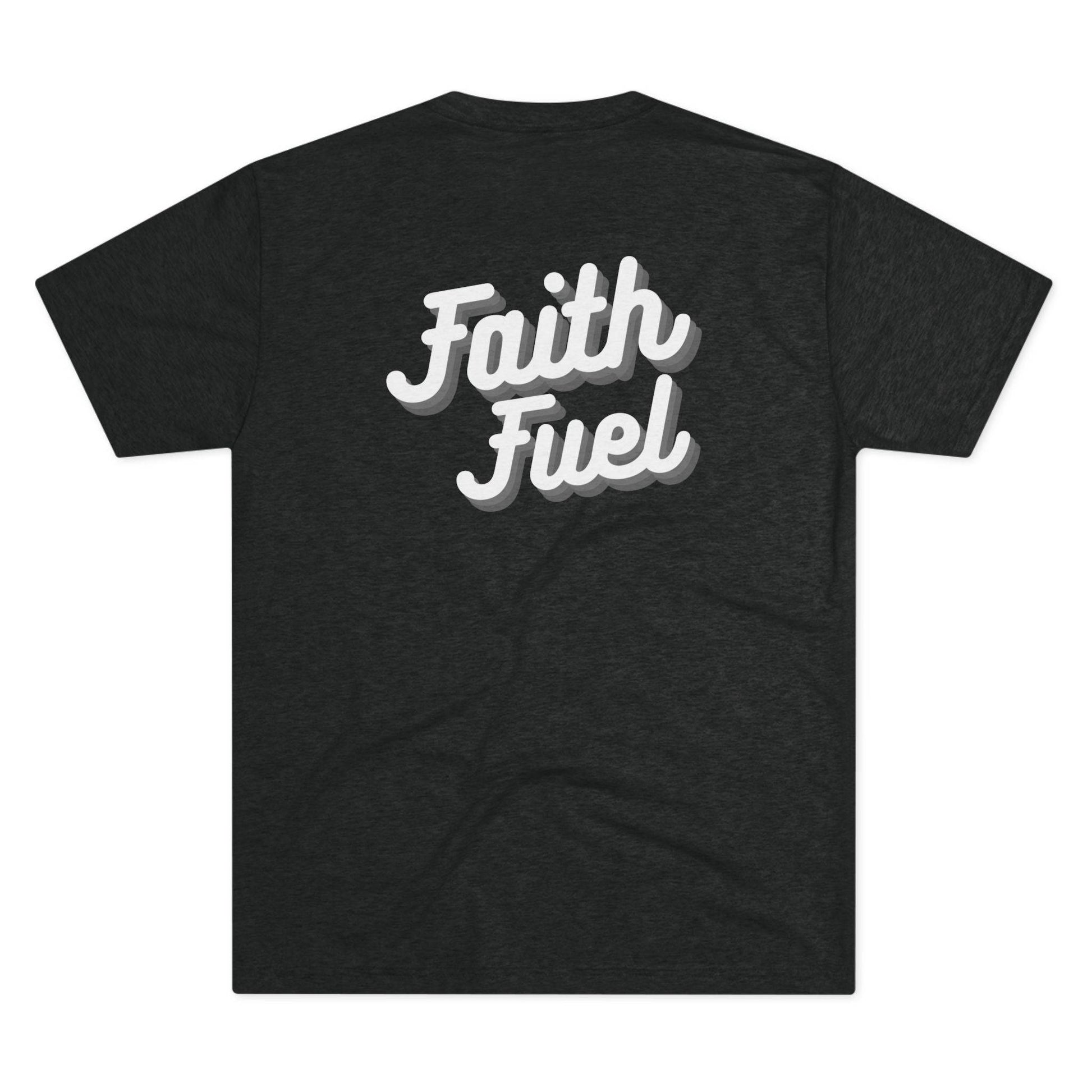 Tough Nation Faith Fuel Christian T-Shirt - Black - Close-Up of Back Design