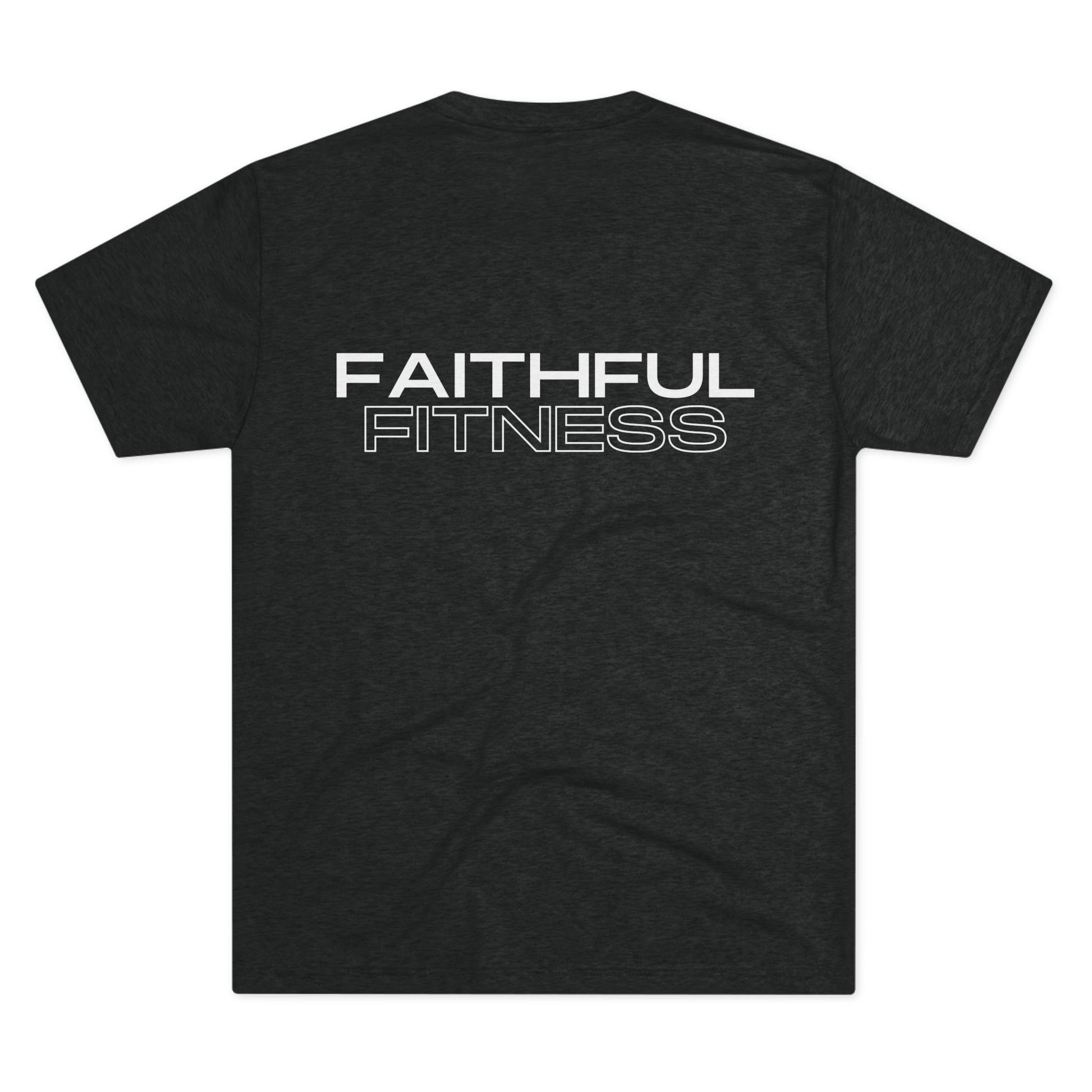 Tough Nation Faithful Fitness Christian T-Shirt - Black - Back Design on White Background