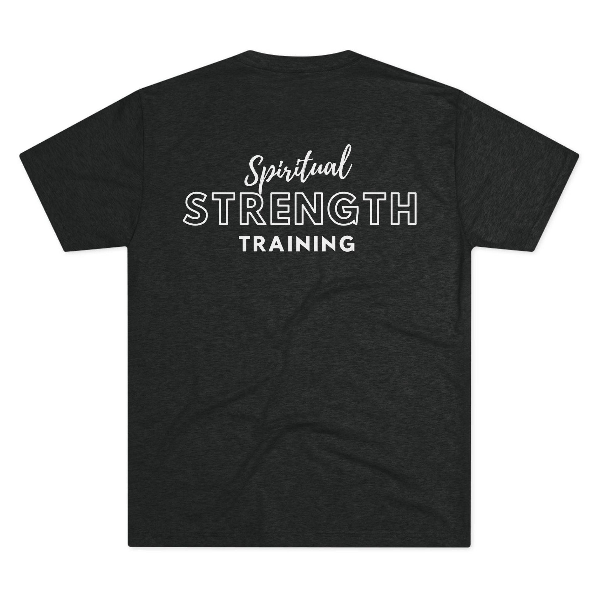 Tough Nation Spiritual Strength Training Christian T-Shirt - Black - Back View