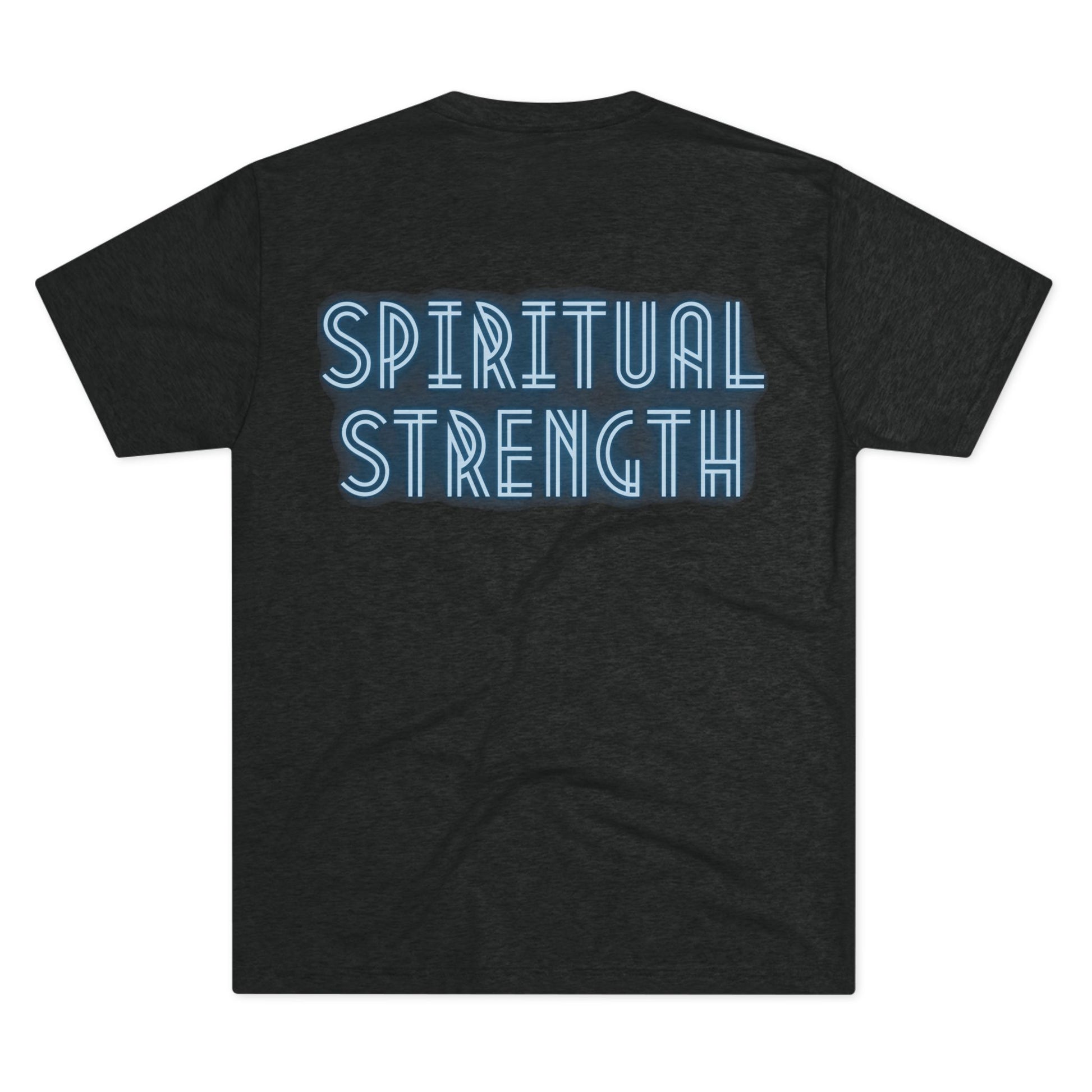 Tough Nation Spiritual Strength T-Shirt - Black - Back Design on White Background - Faith-Based Fitness