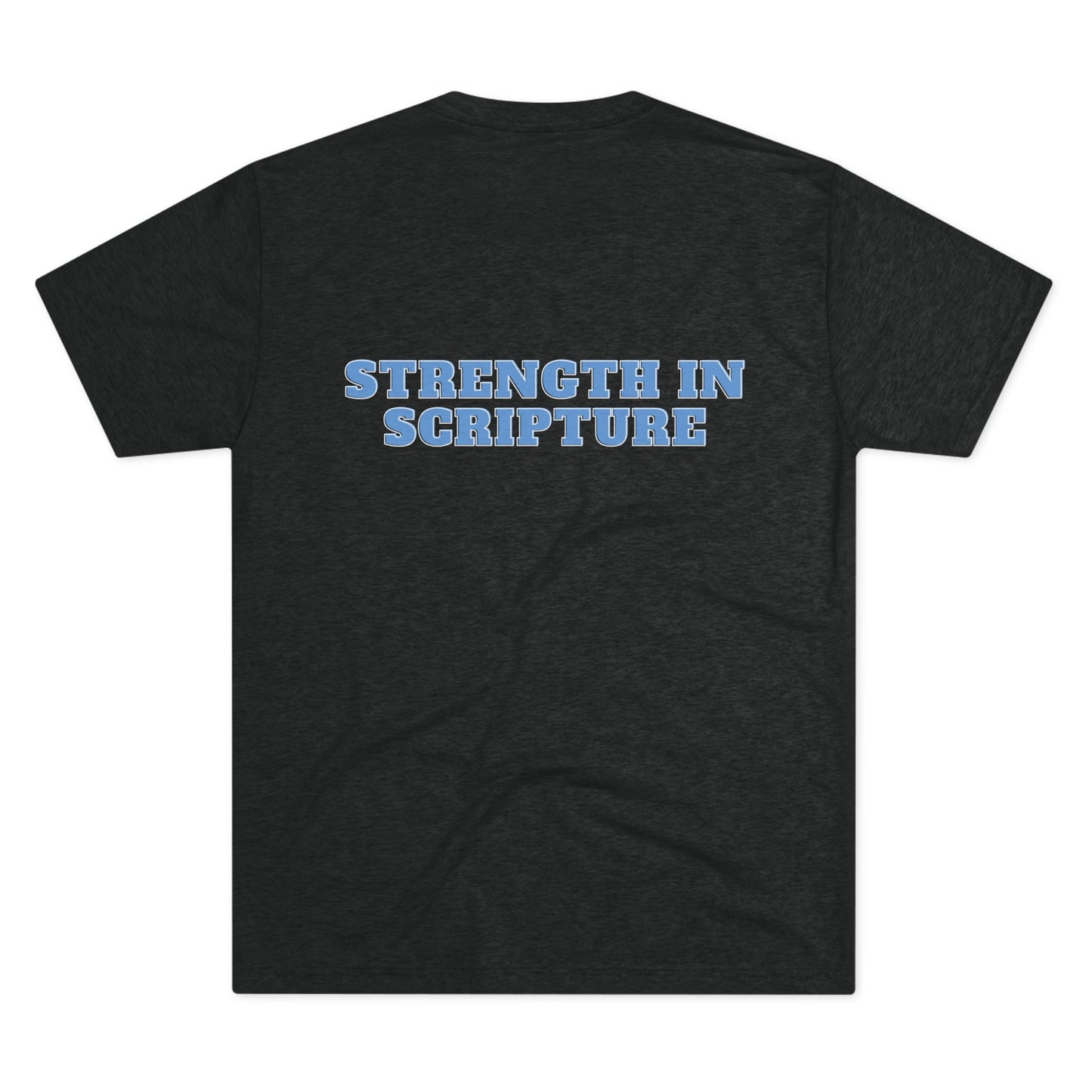 Tough Nation Strength In Scripture Christian T-Shirt - Black - Back Design on White Background