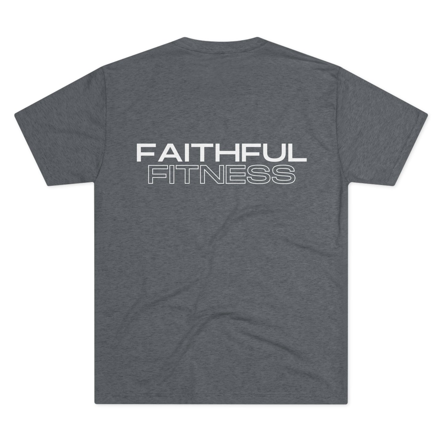 Tough Nation Faithful Fitness T-Shirt in Grey - Back Design - Christian Fitness Apparel