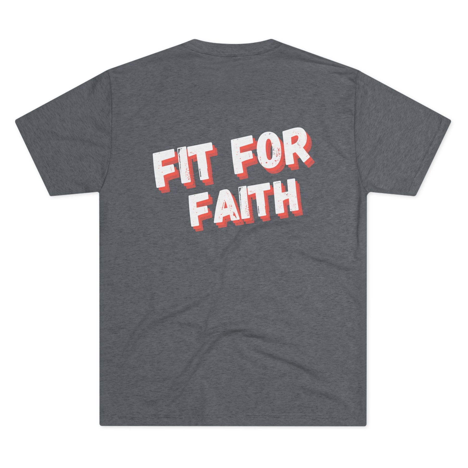 Tough Nation Fit For Faith T-Shirt in Grey - Back Design - Christian Fitness Apparel