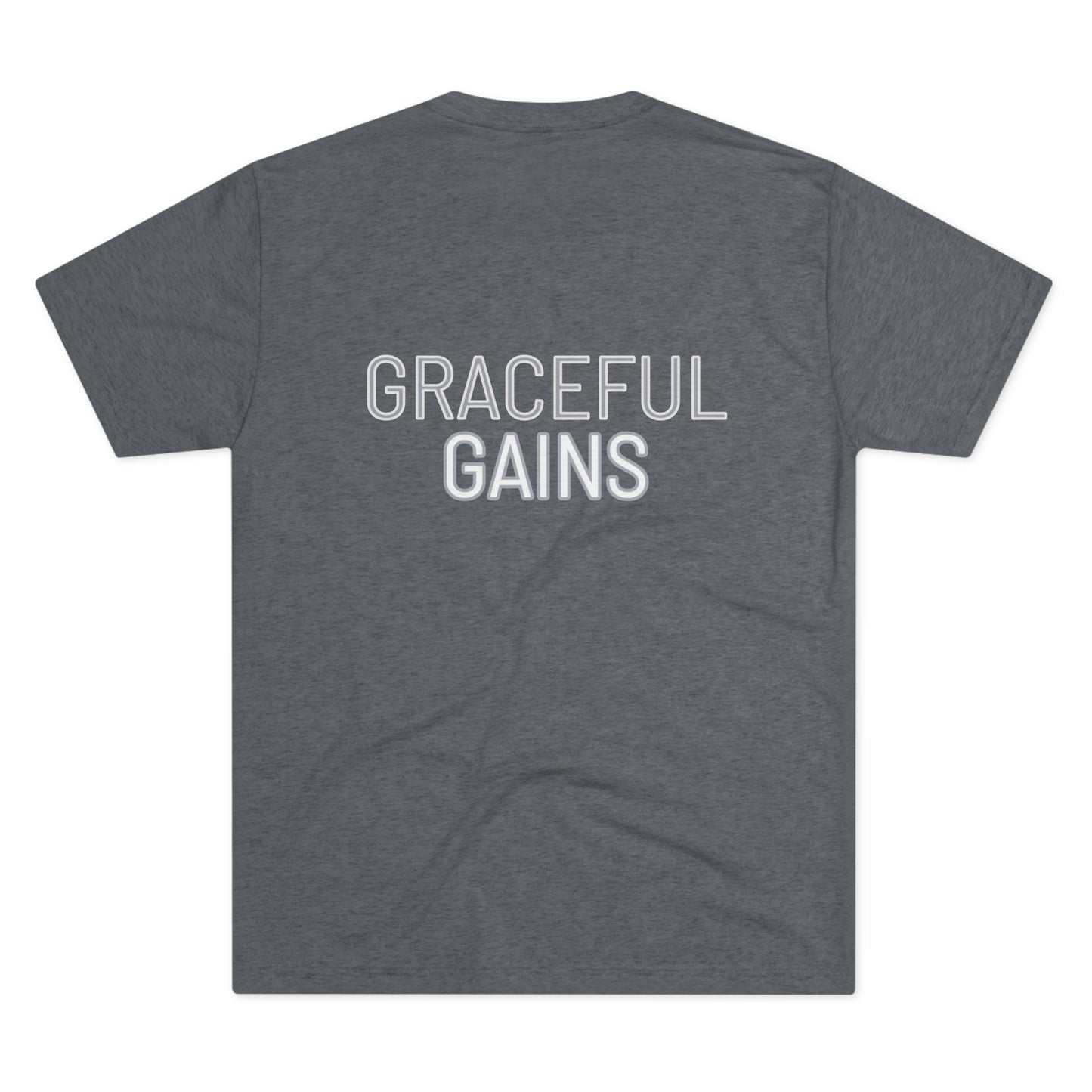 Tough Nation Graceful Gains T-Shirt in Grey - Back Design - Christian Fitness Apparel