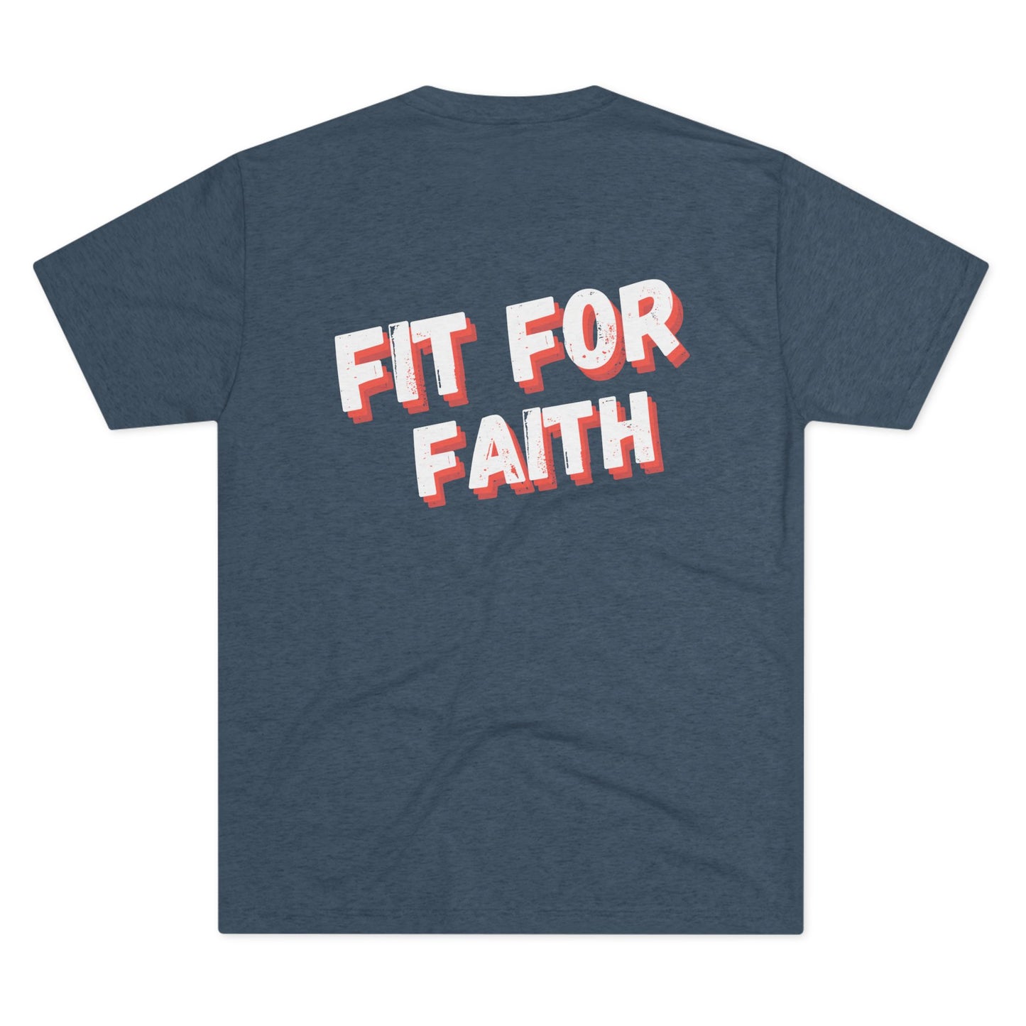 Tough Nation Fit For Faith Christian T-Shirt - Indigo - Back Design - Men's Christian Activewear