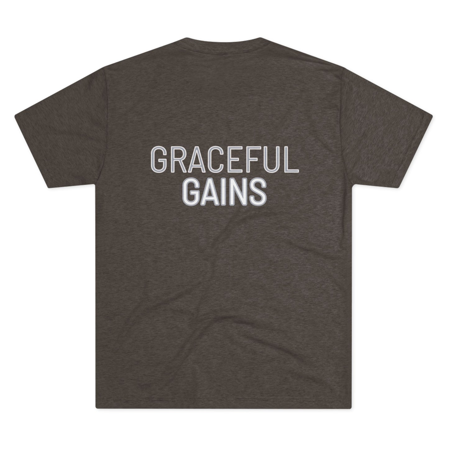 Tough Nation Graceful Gains Christian T-Shirt - Macchiato - Back Design - Men's Faith-Inspired Activewear