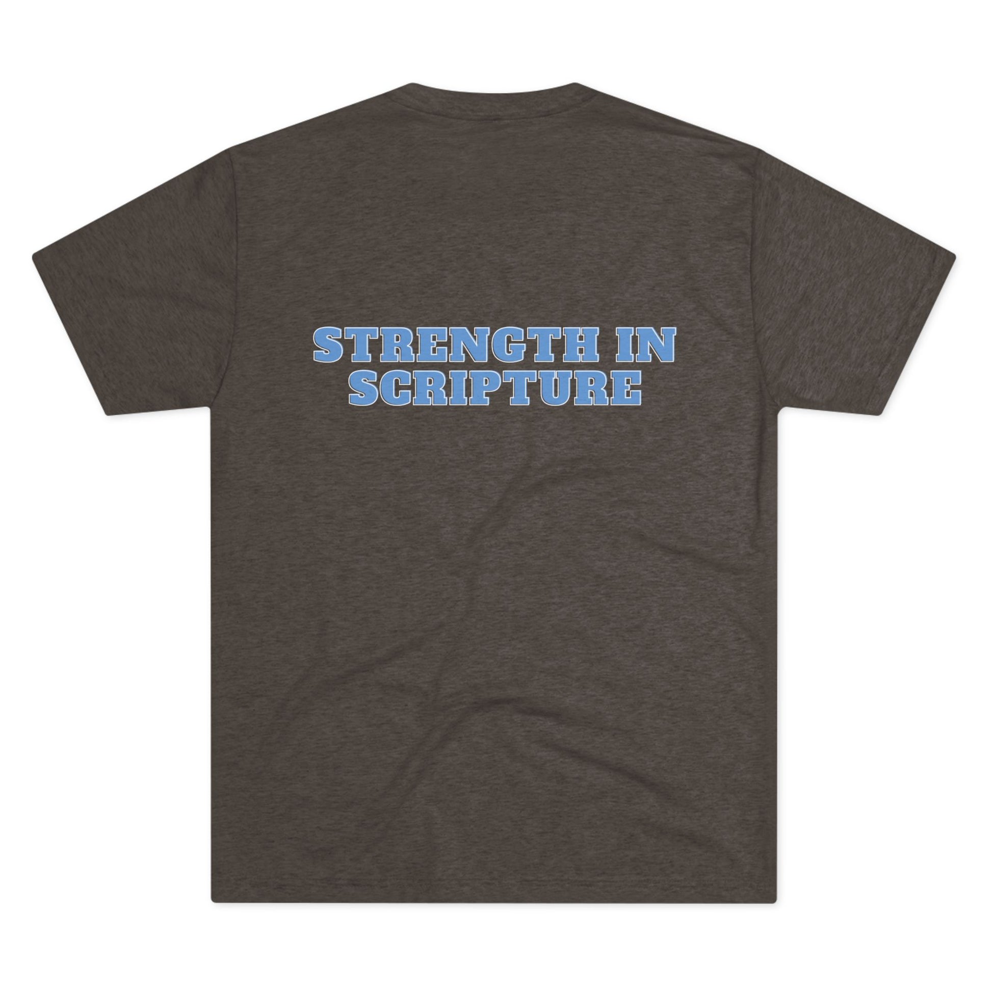 Tough Nation Strength In Scripture Christian T-Shirt - Macchiato - Back View - Men's Faith-Inspired Fitness