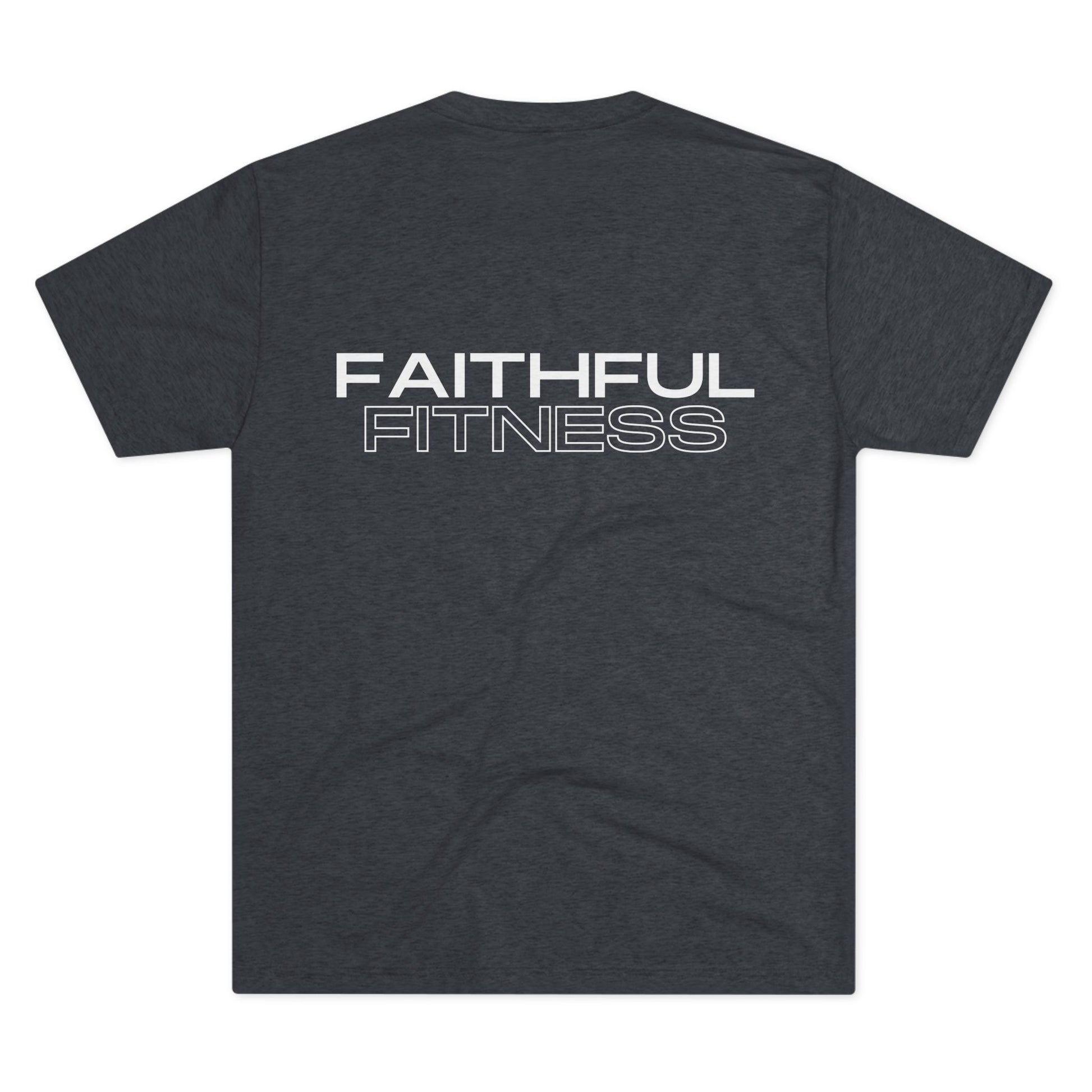 Faithful Fitness Christian T-shirt by Tough Nation in Navy - Back View