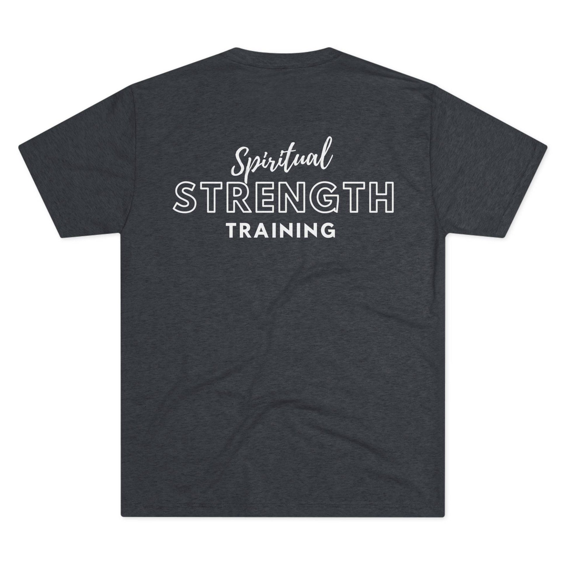 Tough Nation Spiritual Strength Training Christian Fitness T-Shirt - Navy - Back Design