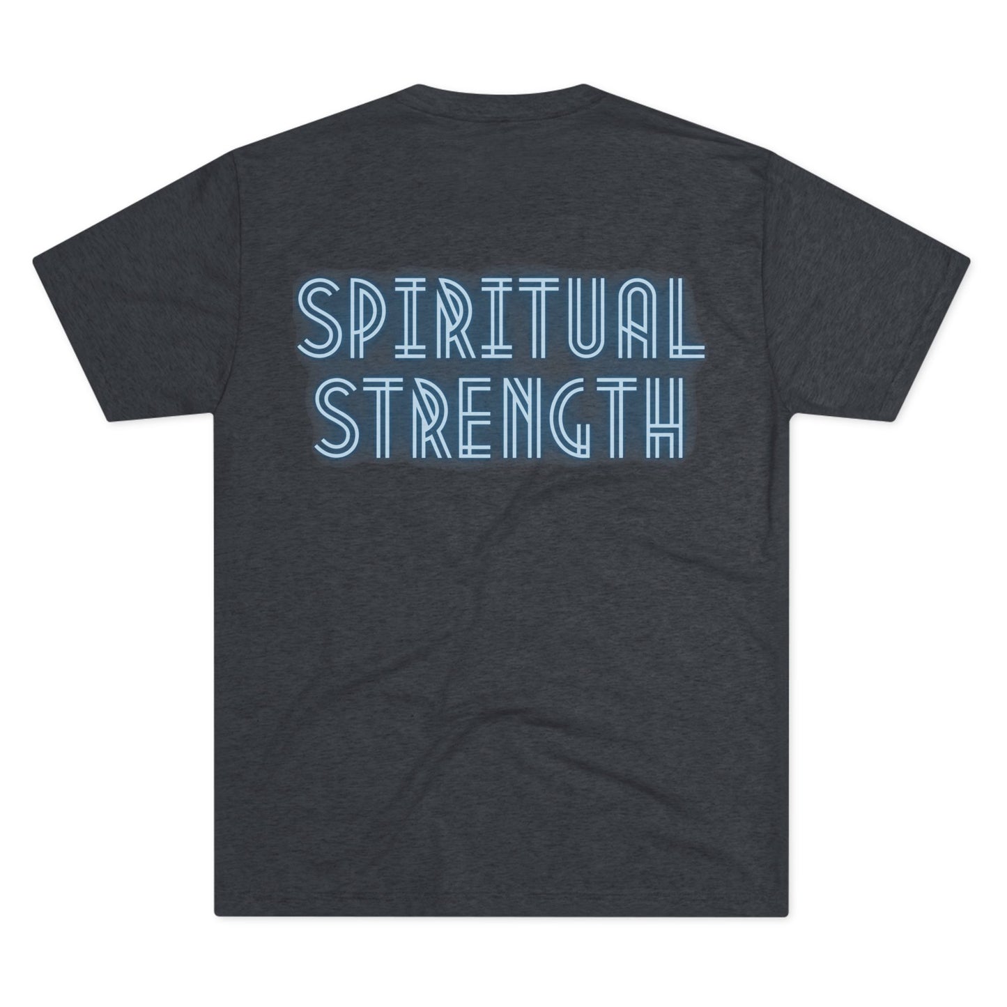 Spiritual Strength Christian T-Shirt by Tough Nation - Navy - Back Design - Men's Fitness and Faith