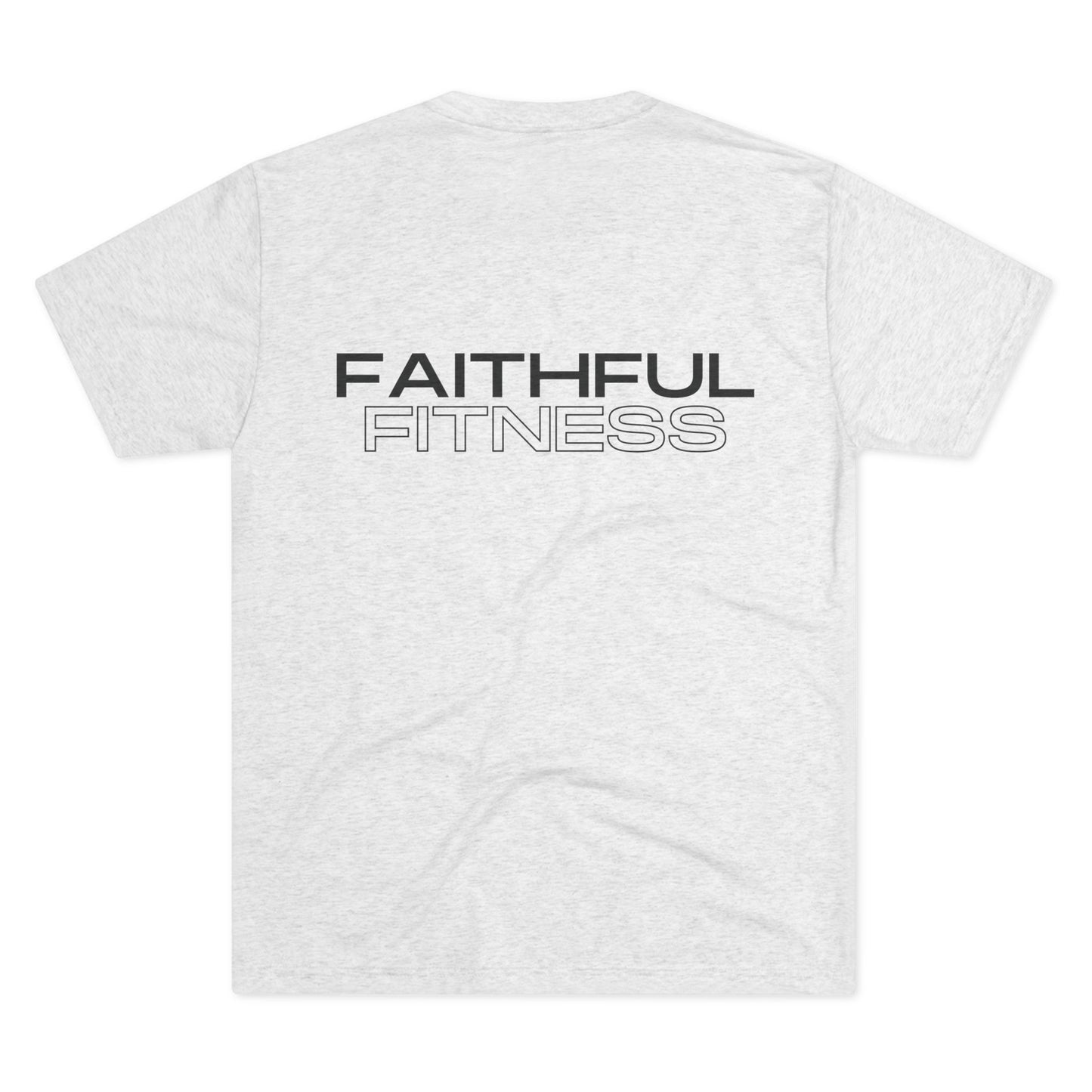 Close-Up of Tough Nation Faithful Fitness Christian T-Shirt - White - Back Design