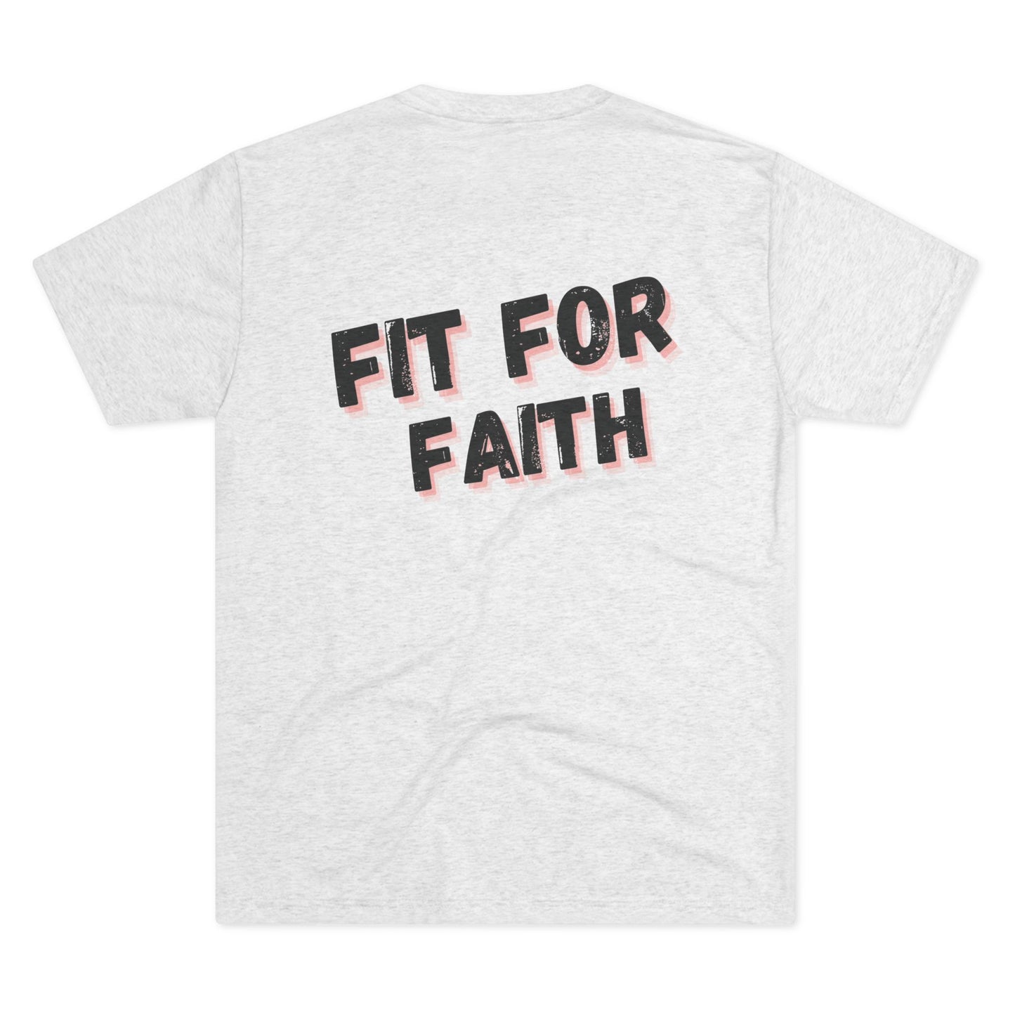 Tough Nation Fit For Faith Christian T-Shirt - White - Close-Up of Back Design - Christian Activewear