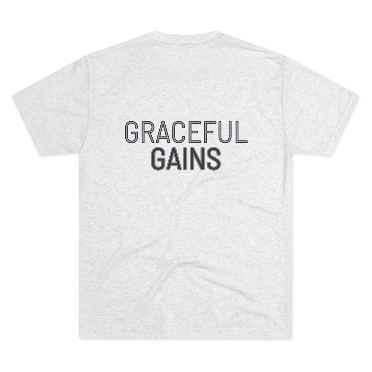 Tough Nation Graceful Gains Christian T-Shirt - White - Back Design on White Background - Christian Activewear