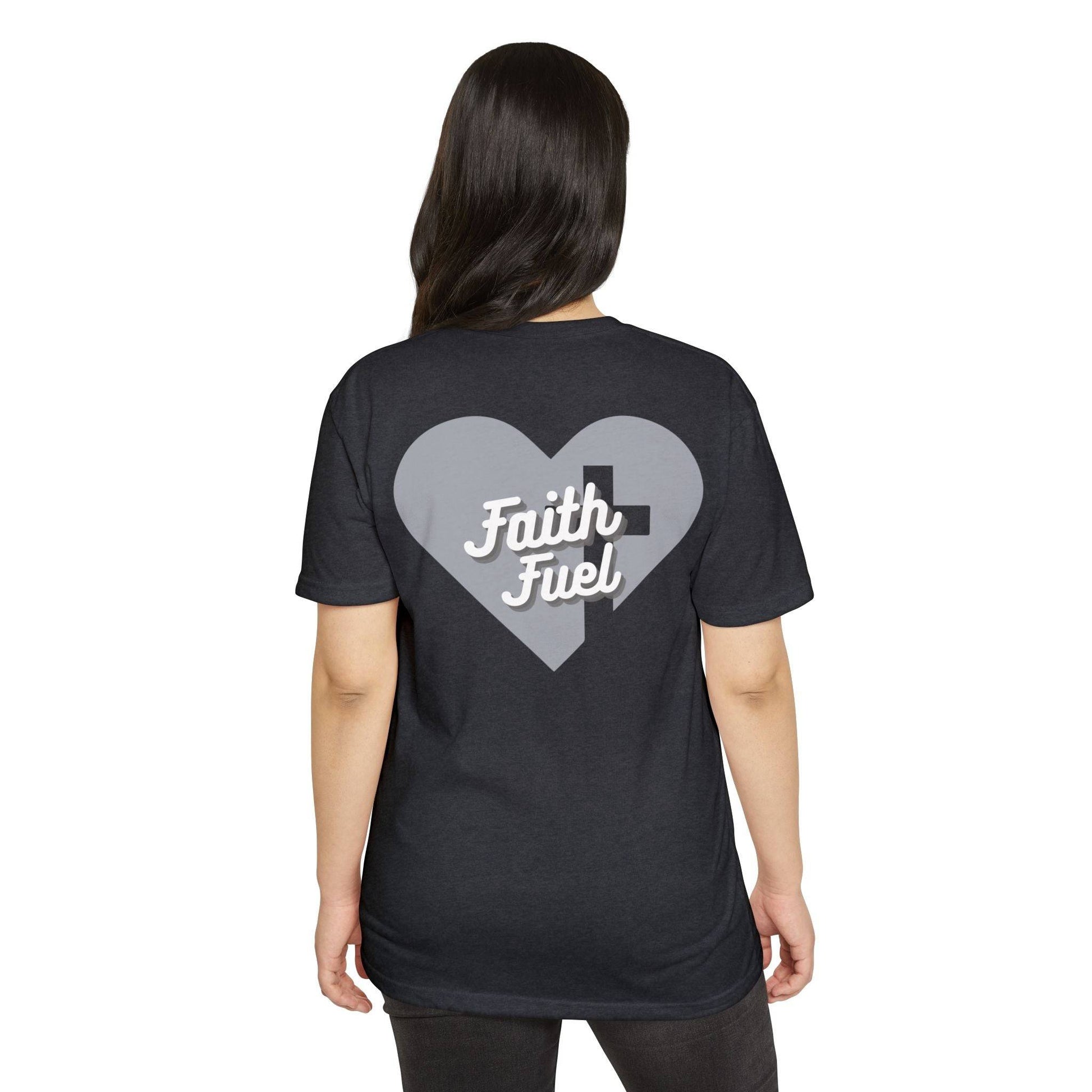 Tough Nation Faith At My Core Christian Fitness T-Shirt - Charcoal - Back Design - Women's Faith-Inspired Activewear