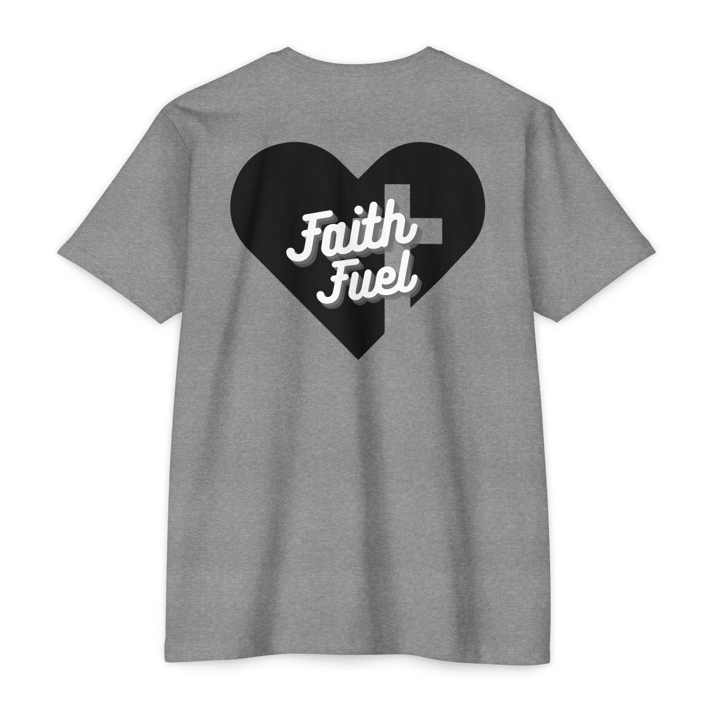 Tough Nation Faith At My Core Christian T-Shirt - Dark Heather Grey - Back View - Faith-Inspired Activewear