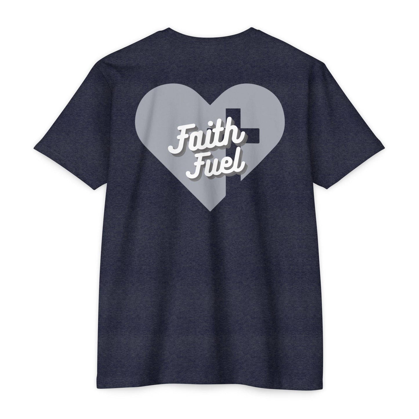 Tough Nation Faith At My Core Christian T-Shirt - Navy - Back Design with Cross Cutout - Workout Motivation