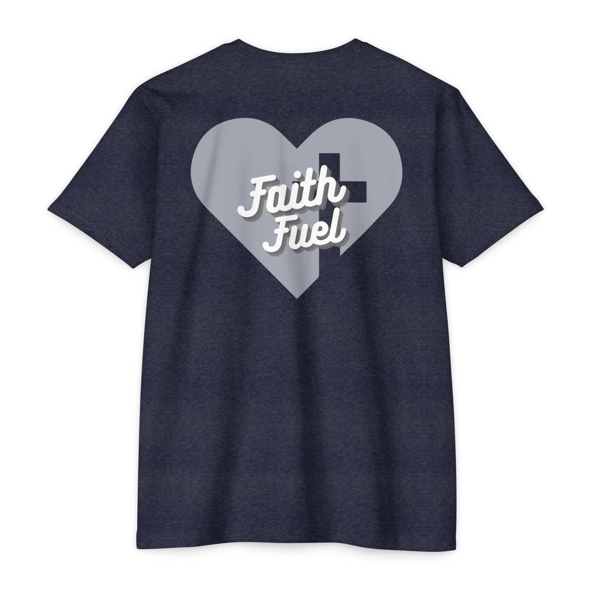 Tough Nation Faith At My Core Christian T-Shirt - Navy - Back Design with Cross Cutout - Workout Motivation