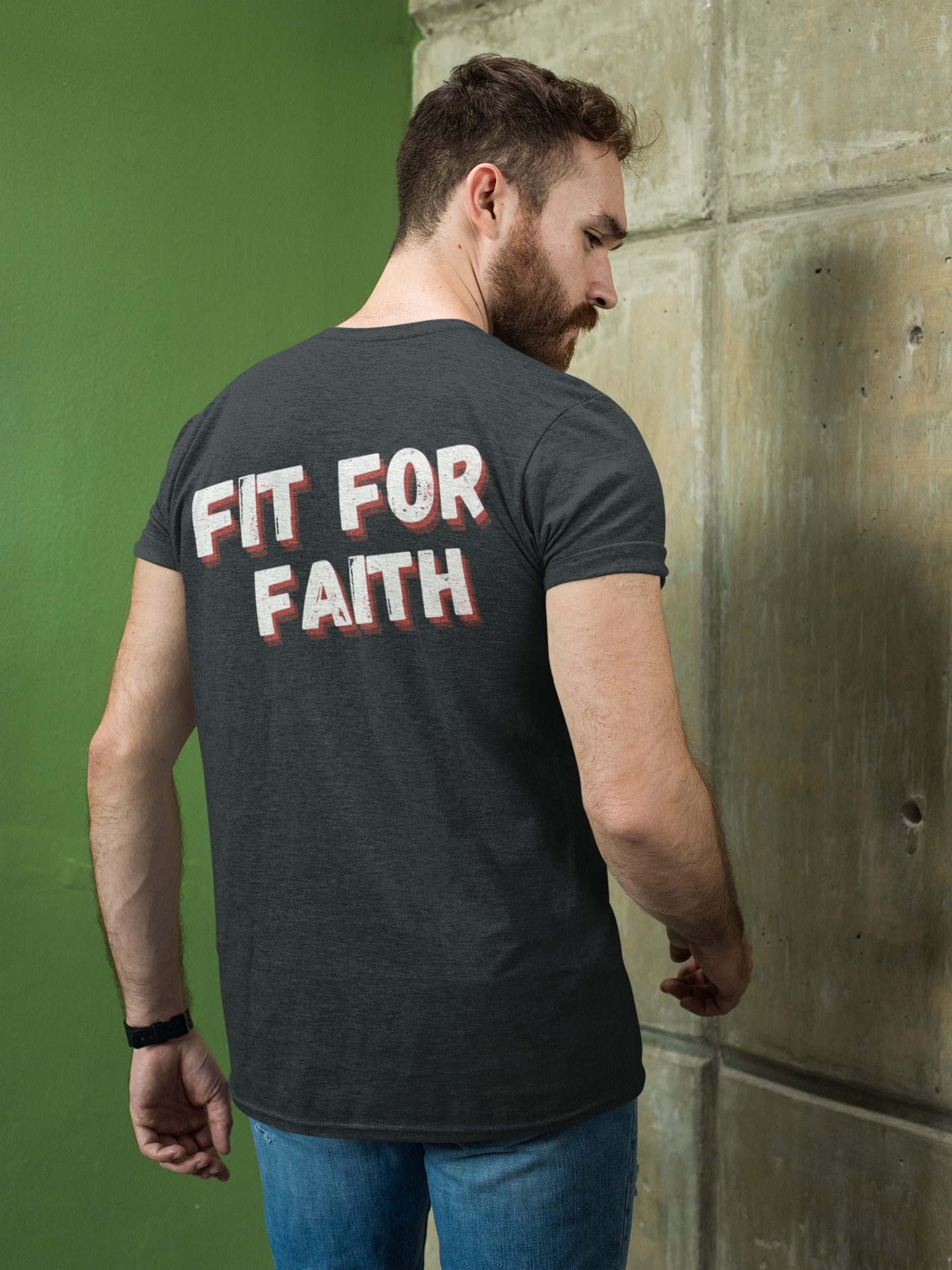 Tough Nation Fit For Faith Tee - Navy - Back View - Christian Gym Apparel