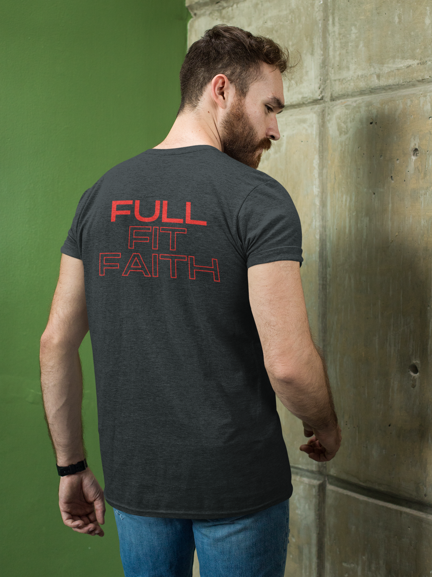 Tough Nation Full Fit Faith Christian T-Shirt - Navy - Back View - Religious Workout Clothes